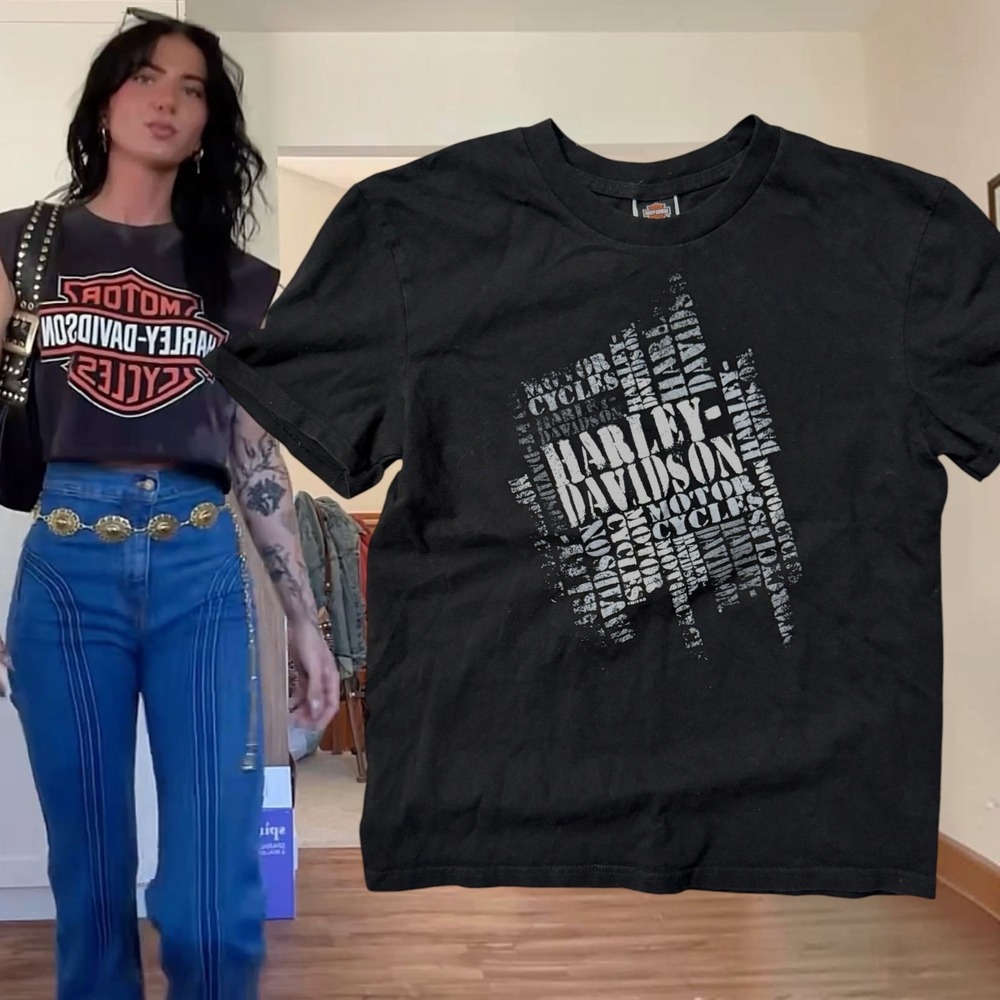 Harley-Davidson T-Shirt Word Cloud Graphic Black Large